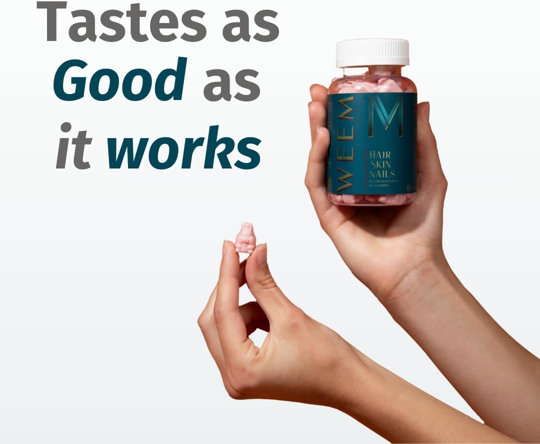 WEEM Hair Skin and Nails Gummies - Supports Healthy Hair - Vegan biotin Vitamins for Women & Men Supports Faster Hair Growth, Stronger Nails, Healthy...