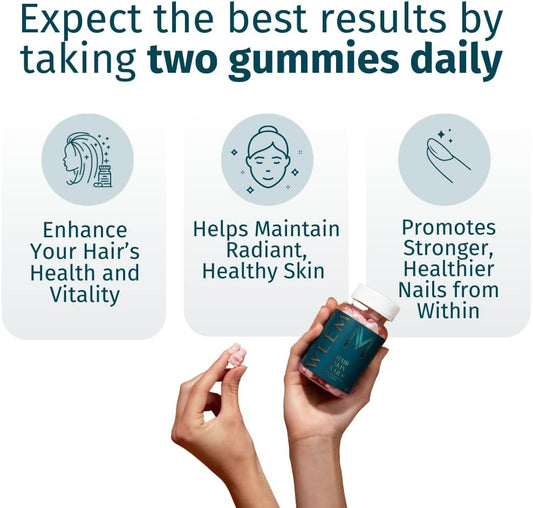 WEEM Hair Skin and Nails Gummies - Supports Healthy Hair - Vegan biotin Vitamins for Women & Men Supports Faster Hair Growth, Stronger Nails, Healthy...