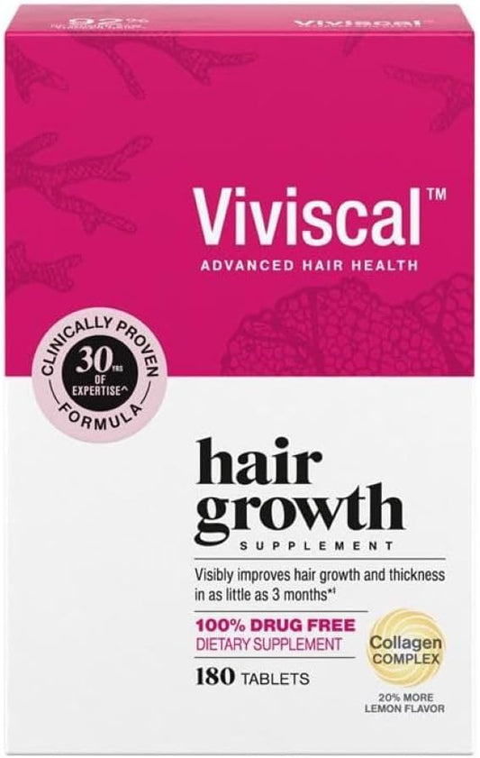 Viviscal Hair Growth Supplements for Women, Thicker Fuller Hair Support for Thinning Hair and Hair Loss, with Biotin and Marine Collagen, Drug-Free, 180...