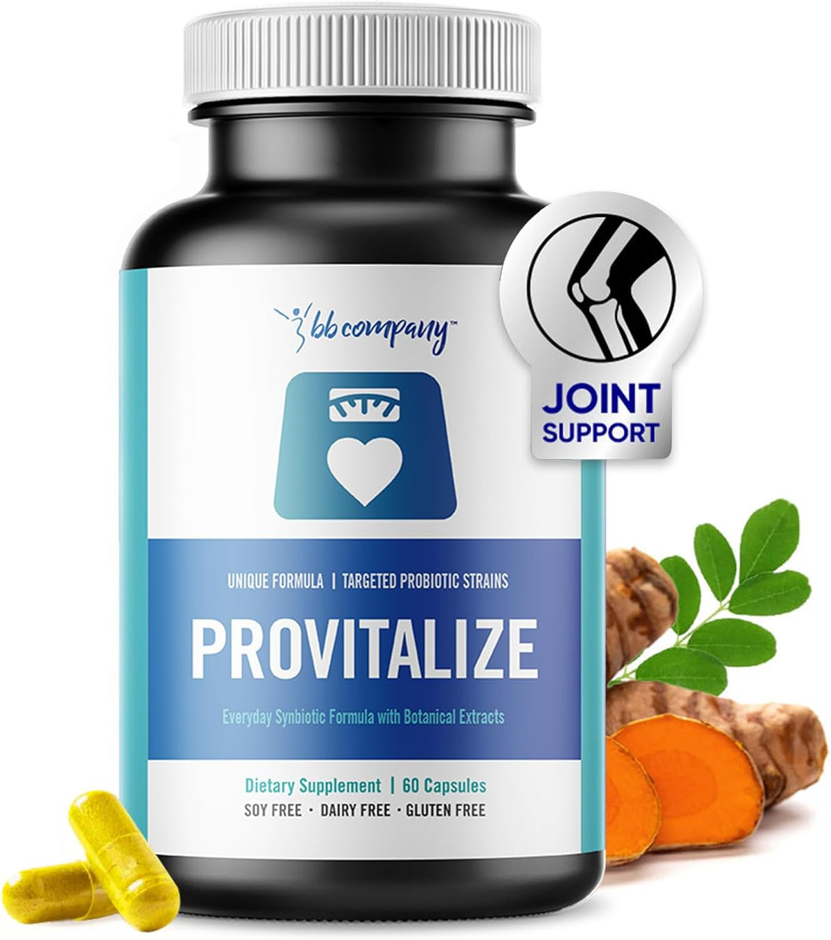 BB Company Provitalize | Probiotics for Women Digestive Health, Menopause, Joint Support | Sexy Midsection Curves, Bloat | Turmeric Curcumin Moringa | Vegetarian & Gluten-Free | Ages 40+ | 60 Ct