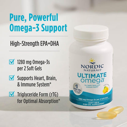 Nordic Naturals Ultimate Omega 1280mg Omega-3 Fish Oil Lemon Flavour 210 Count
