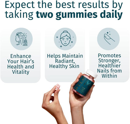 WEEM Hair Skin and Nails Gummies - Supports Healthy Hair - Vegan biotin Vitamins for Women & Men Supports Faster Hair Growth, Stronger Nails, Healthy...