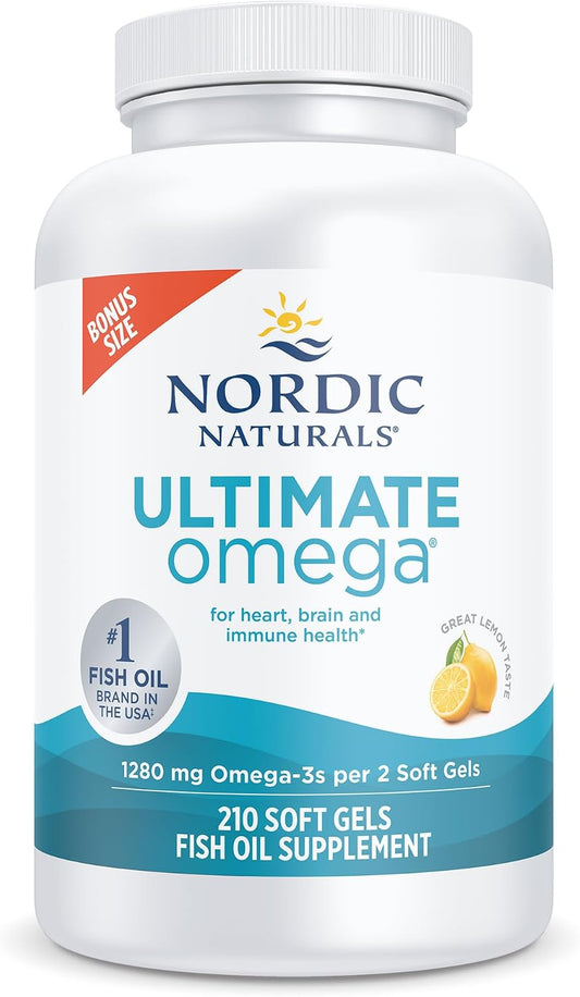 Nordic Naturals Ultimate Omega 1280mg Omega-3 Fish Oil Lemon Flavour 210 Count
