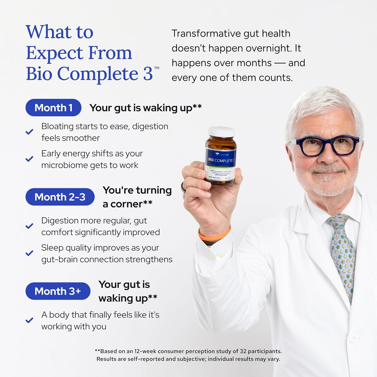 Gundry MD Bio Complete 3, 3-in-1 Probiotics, Pre & Postbiotics, 90 Servings