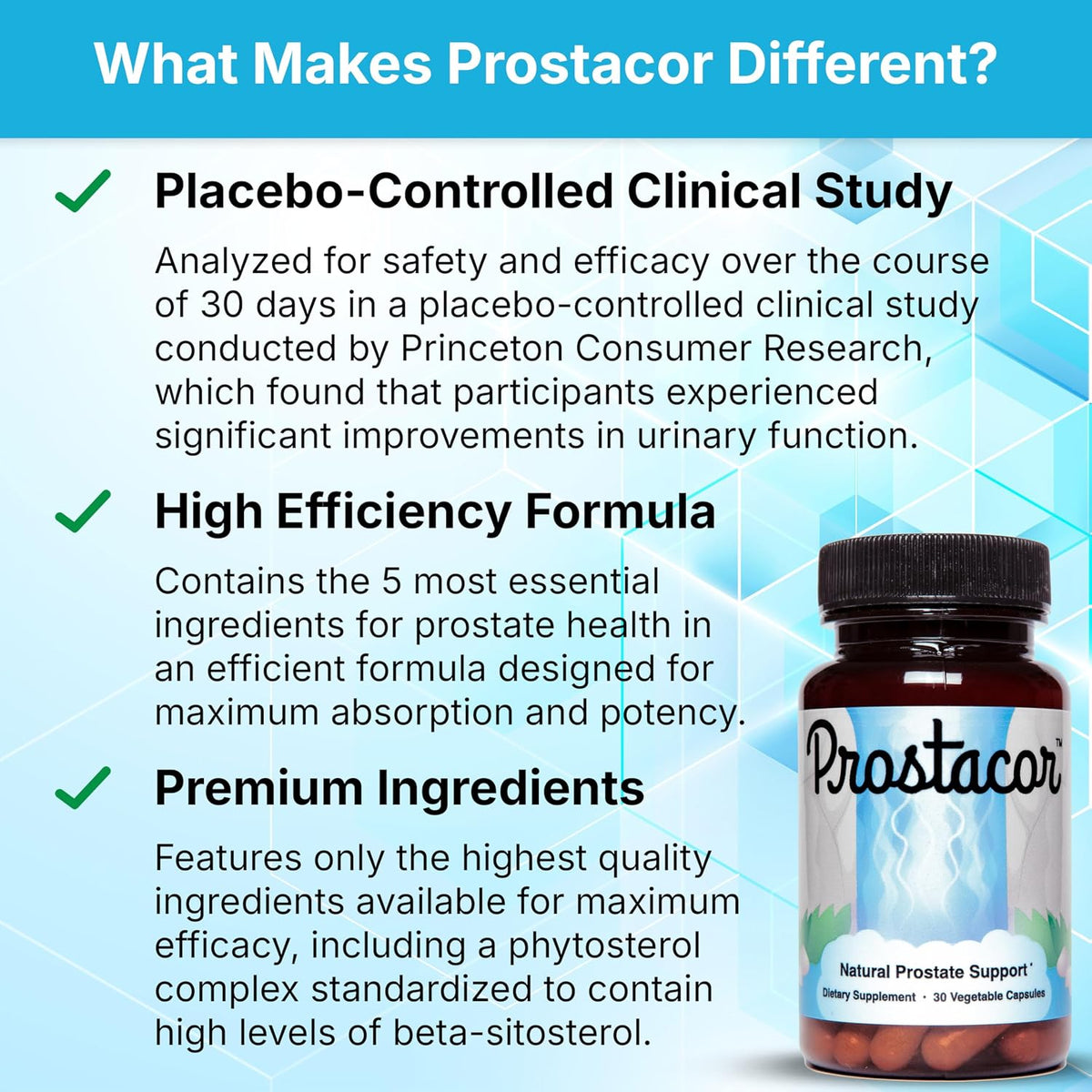 Prostacor Natural Prostate Support Supplement for Men, Vegan, Gluten-Free
