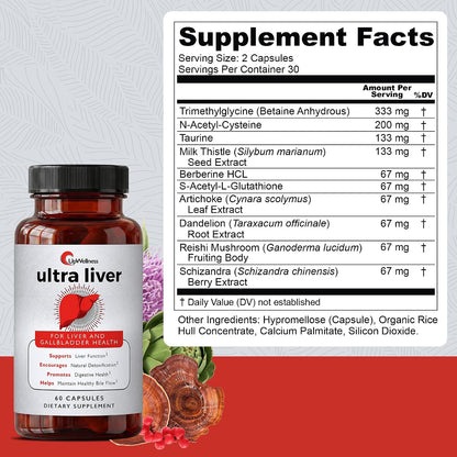 UpWellness Ultra Liver Support Supplement, 60 Capsules