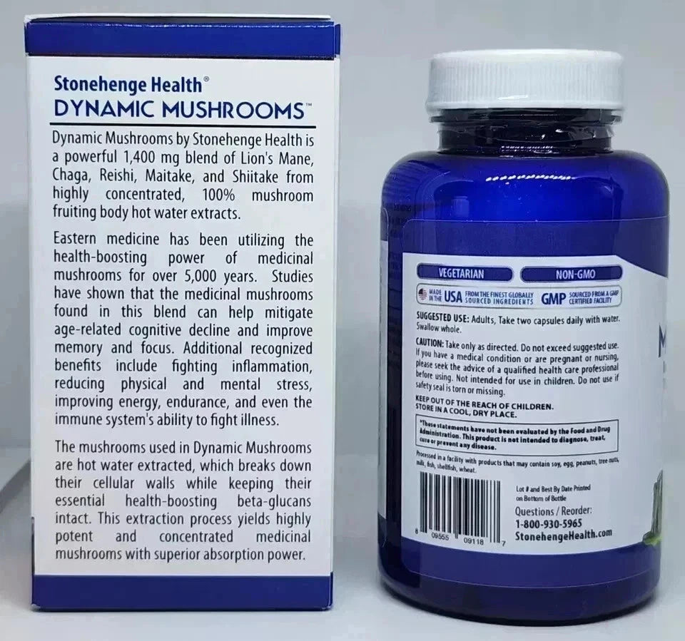 Dynamic Mushroom 60 Veggie Caps – Stonehenge Health Supplement